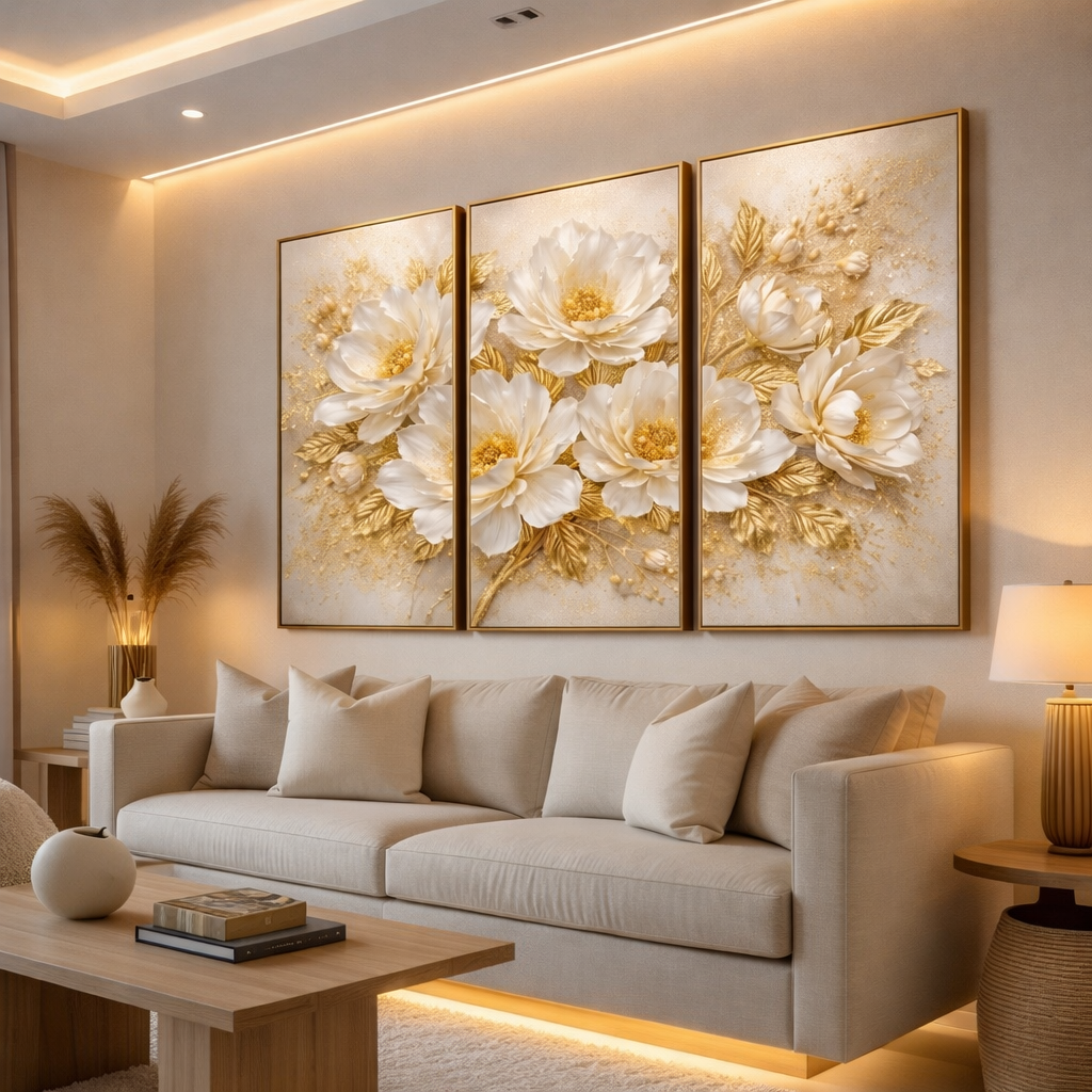 Flores doradas – MEDIDA 120*70 CM