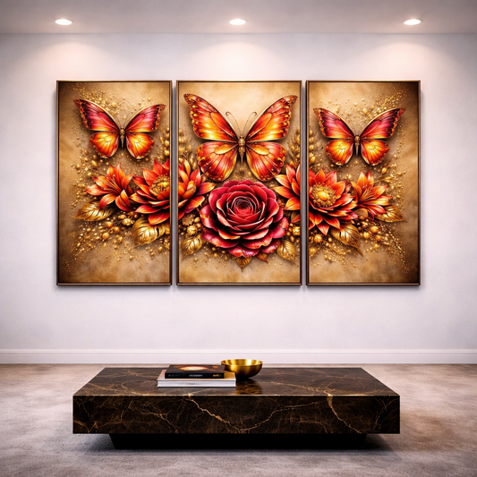 Cuadro Decorativo Mariposas Doradas –  120*70 CM - Edicion Premium