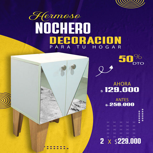 Mesa de Noche Moderna con Espejo